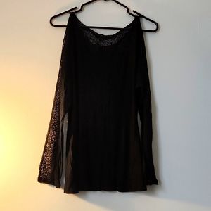 Express Black Lace Cold Shoulder Long Sleeve Top